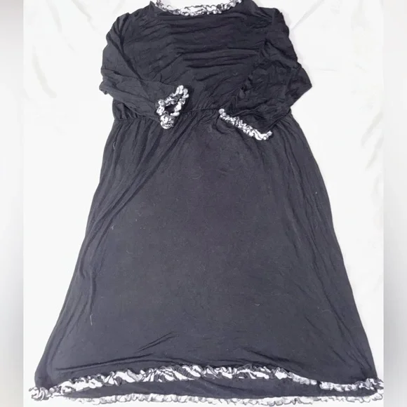 L&B Black Long Sleeve Dress with Cross Design - Picture 2 of 4